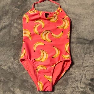 Girls Halter Banana Print One Piece